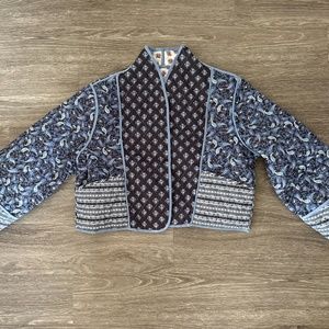 Elegant Blue Patterned Women's Jacket
